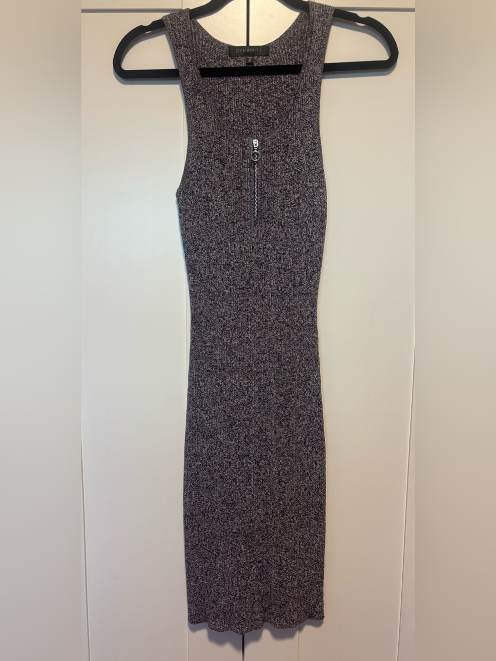 Dynamite Charcoal Heathered Pencil Skirt with Front Zip